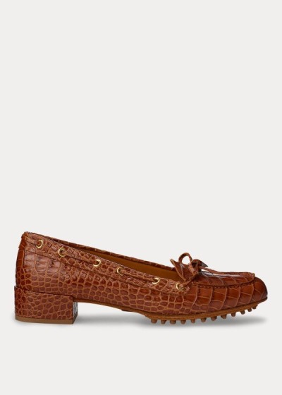 Mocasines Ralph Lauren Mujer Marrom - Lyssa Embossed Calfskin - FWOND1842